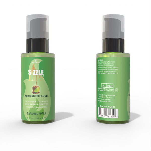 Sizzle Lips Caramel Apple 2oz Edible Warming Massage Gel
