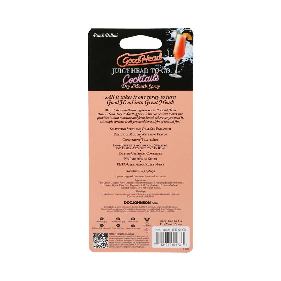 Goodhead Juicy Head Cocktails Dry Mouth Spray to-Go - Peach Bellini