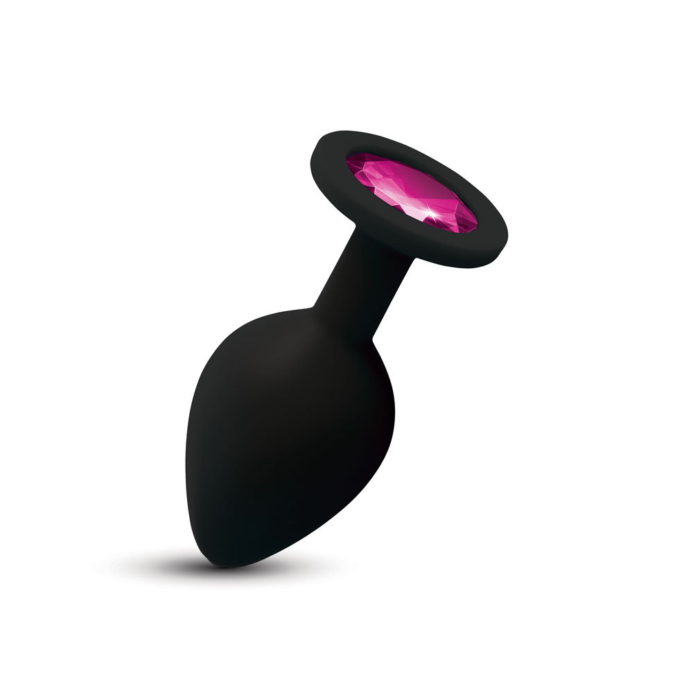 Gemma Pink Gem Black Silicone Plug - Medium
