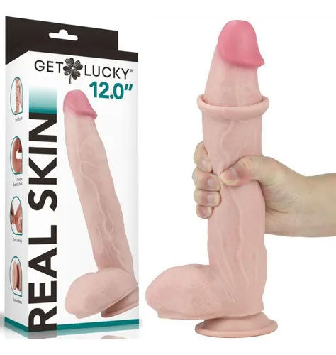 Real Skin 12” Dual Layer Dildo - Beige