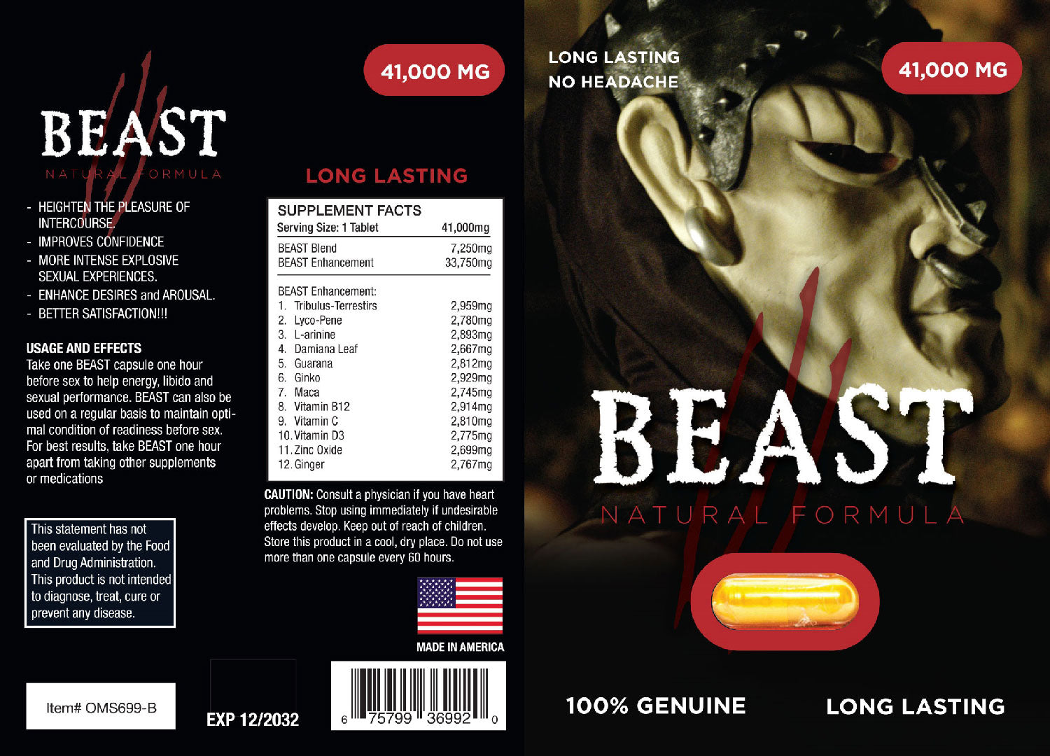 Beast Box Male Sexual Enhancement 30ct Display