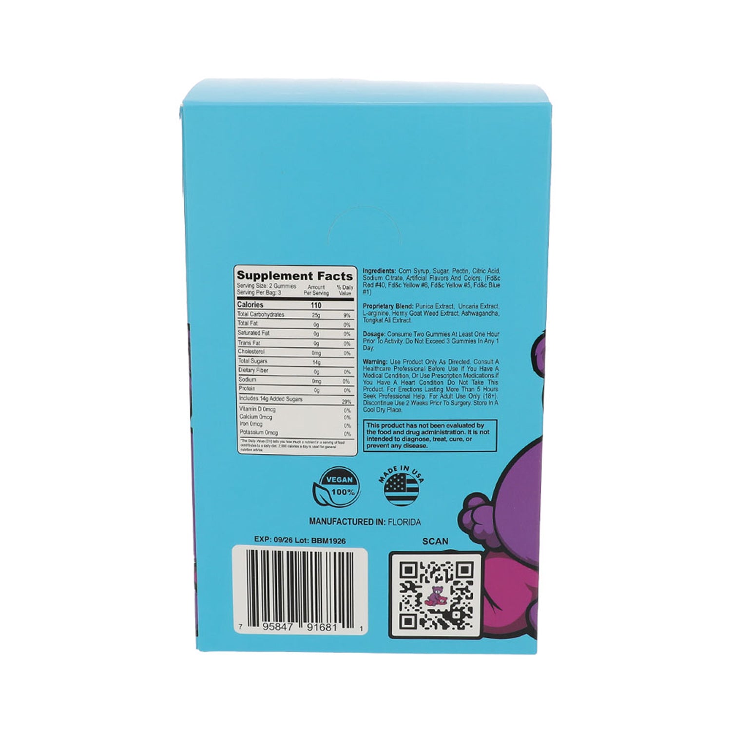 Boner Bear Gummy Male Display of 20 Ct - (Net Pricing)