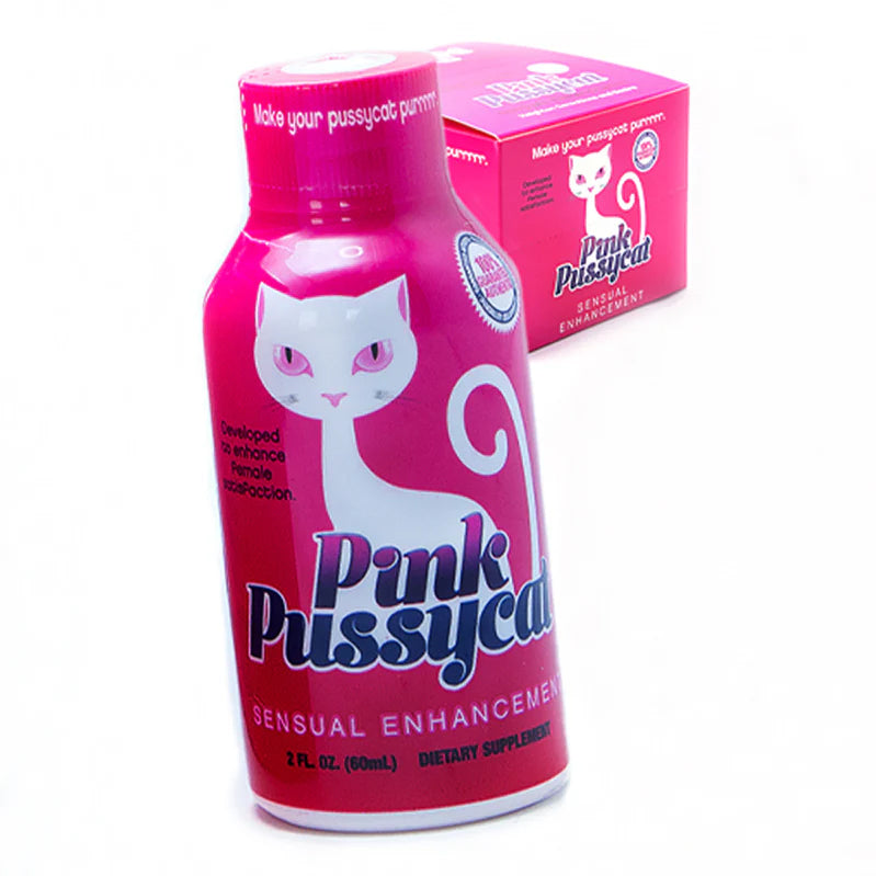 Pink Pussycat 12 Liquid Bottle Sexual Enhancement Display 2 Fl. Oz.