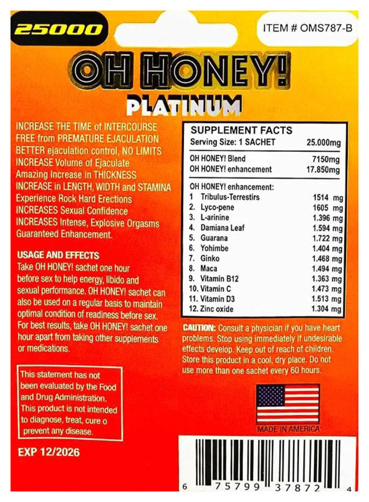Oh Honey Platinum 20 Sachet Box Honey