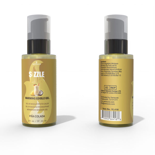 Sizzle Lips Piña Colada - 2oz Edible Warming Massage Gel