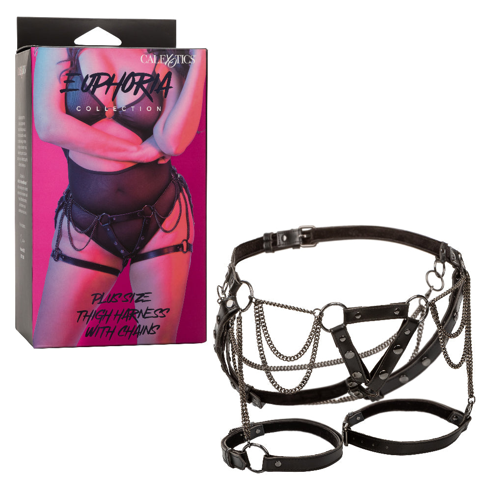 Euphoria Collection Plus Size Thigh Harness With Chains - Black