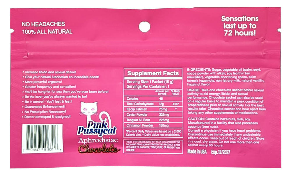 Pink Pussycat Soft Melt Chocolate Single Packs - 24 Ct Display