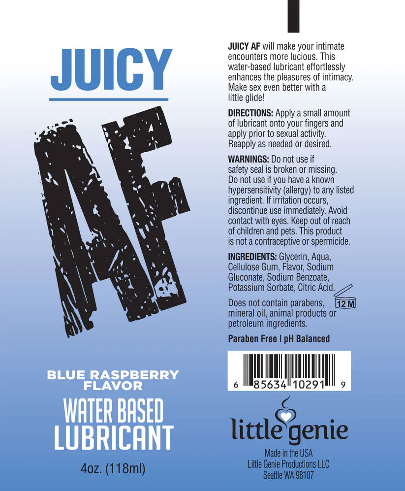 Juicy Af - Blueberry Water Based Lubricant - 2 Oz