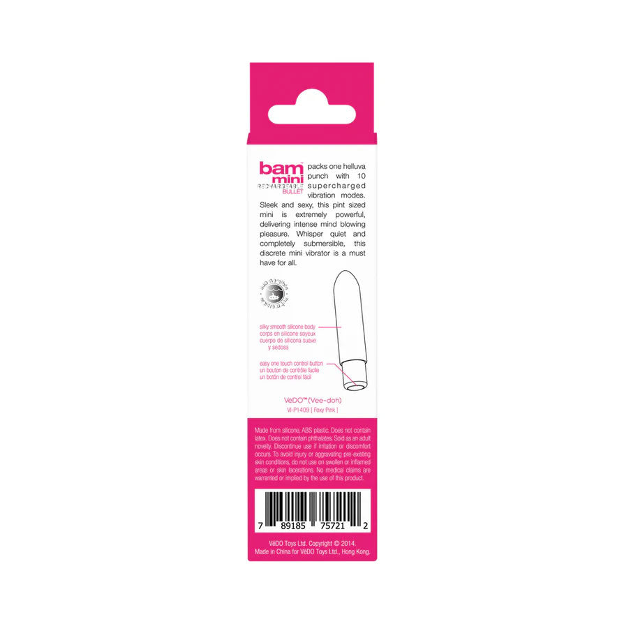 Bam Mini Rechargeable Bullet Vibe - Foxy Pink