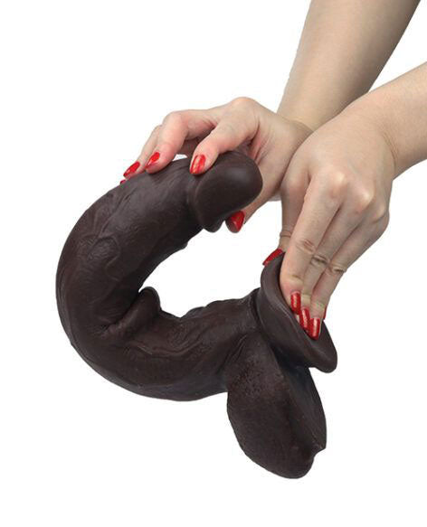 Real Skin 12” Dual Layer Dildo - Dark Brown