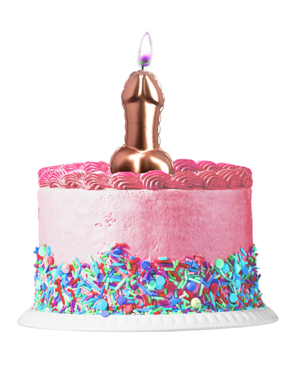 Pink Foil Penis Balloon Candle - Rose Gold