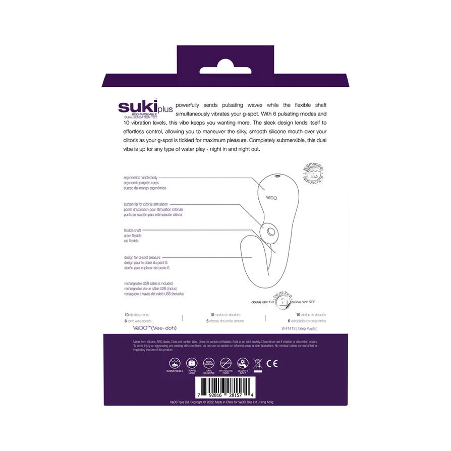 Suki Plus Rechargeable Dual Sonic Vibe - Deep Purple