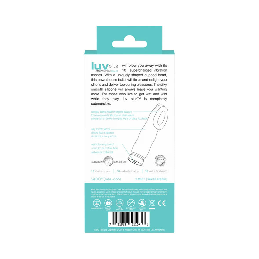 Luv Plus Rechargeable Mini Vibe - Tease Me Turquoise