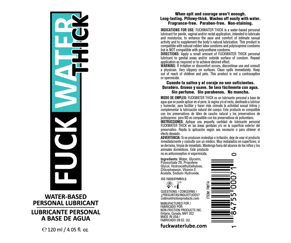 Fuck Water Thick 4oz Clear Water Based Lubricant
