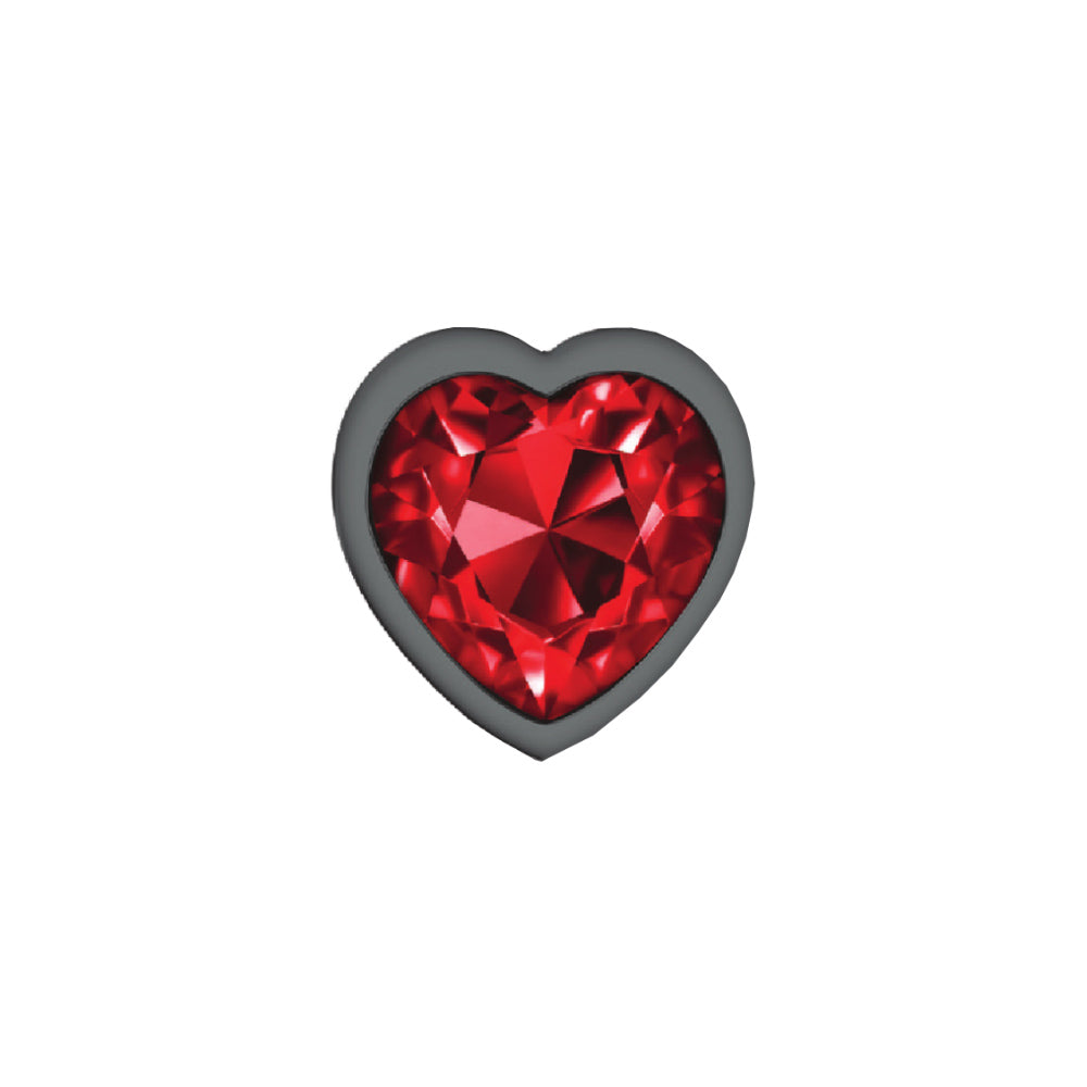 Deep Red Heart Gem Gunmetal Metal Plug - Md