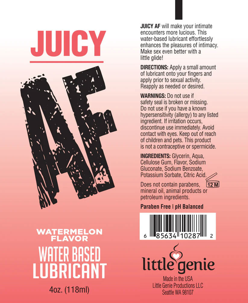 Juicy Af - Watermelon Water Based Flavored Lubricant - 4 Oz
