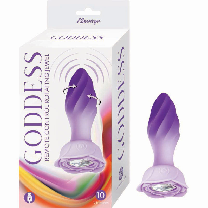 Goddess Remote Control Rotating Jewel Plug - Purple