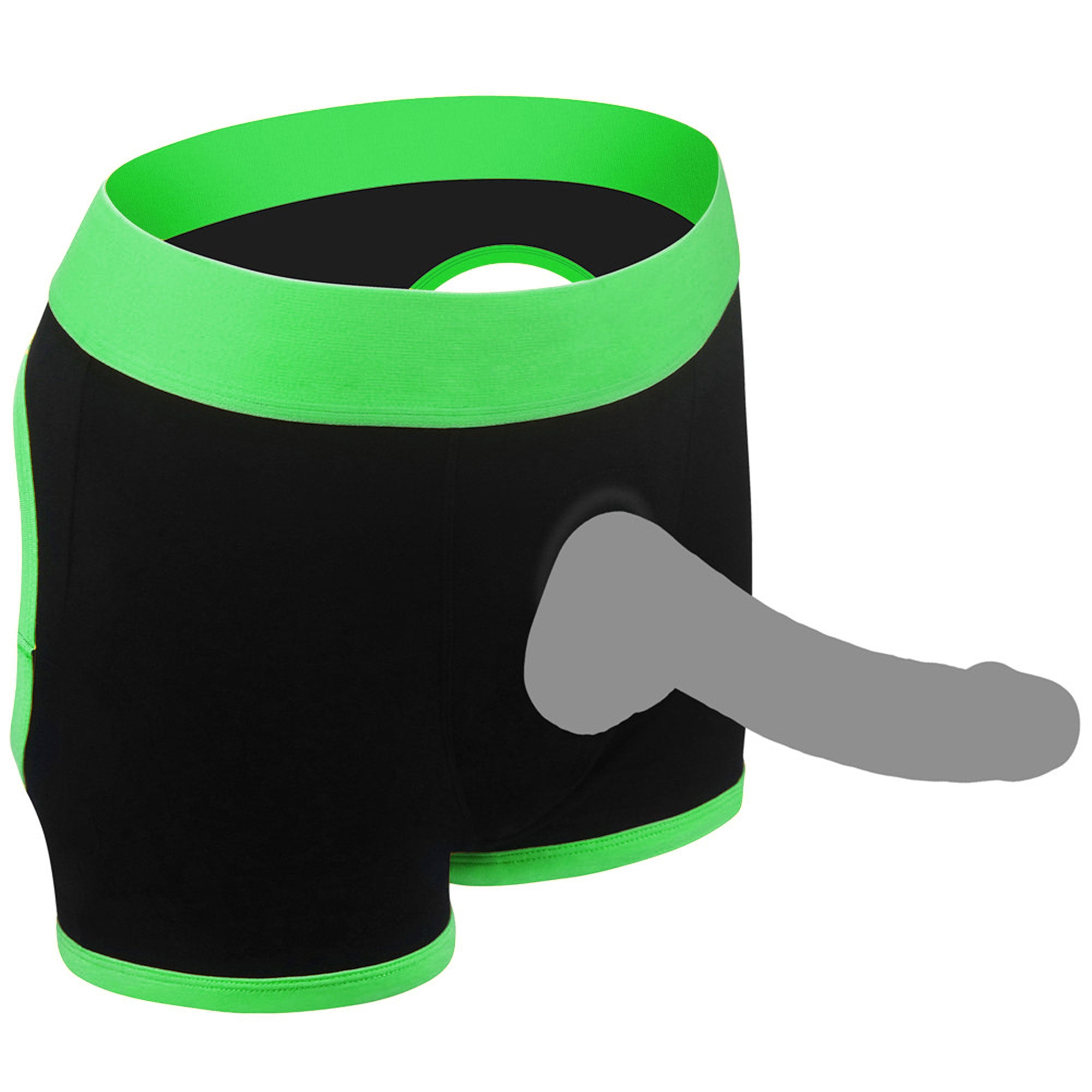 Strap-on Black/green Boxers - Xl/xxl