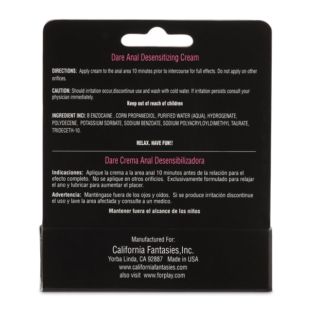 Dare - Anal Desensitizing Cream - 0.5 Oz.