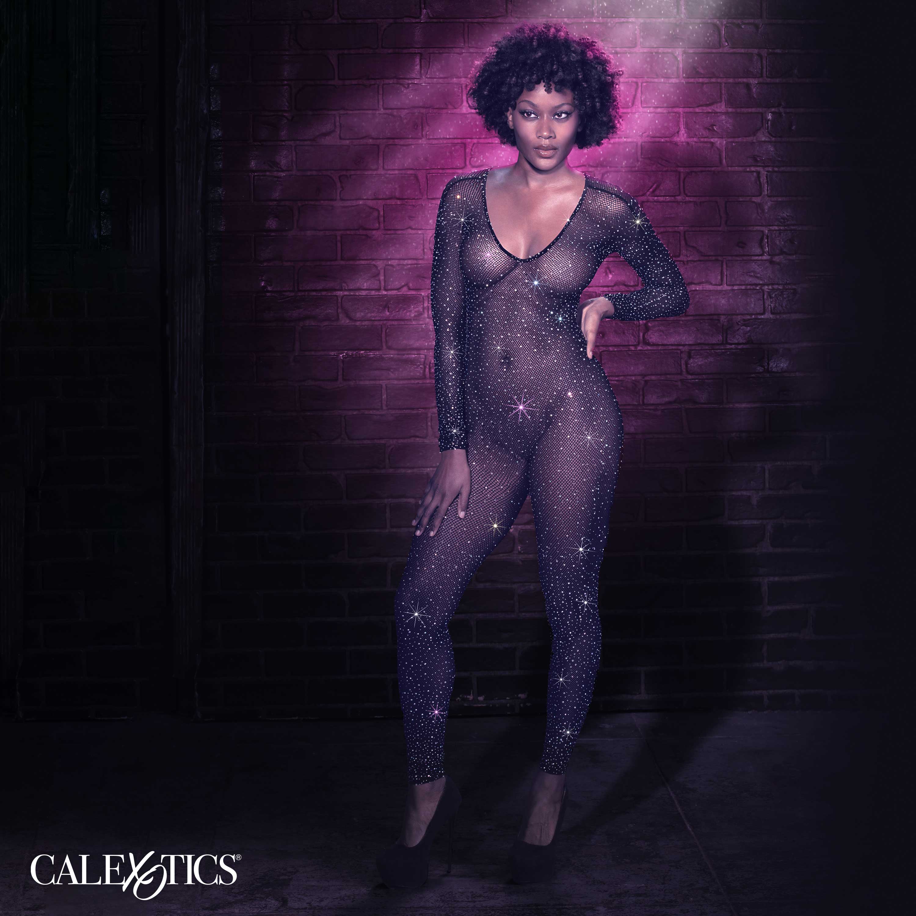Radiance Crotchless Full Body Suit - One Size - Black