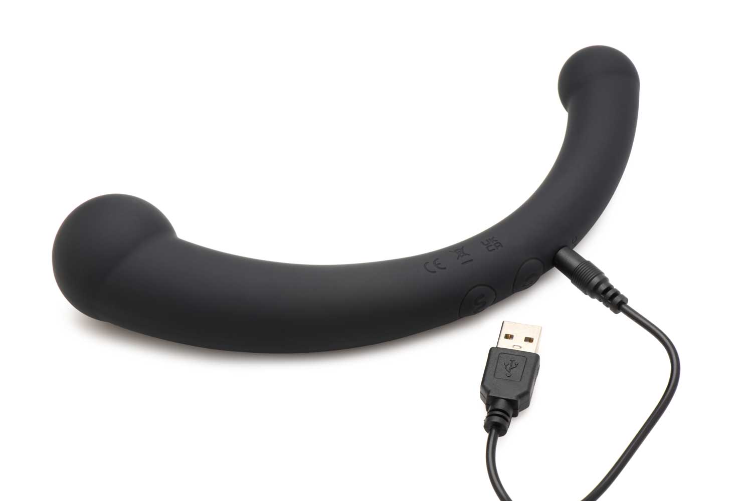 10x Vibra-Crescent Silicone Dual Ended Dildo - Black