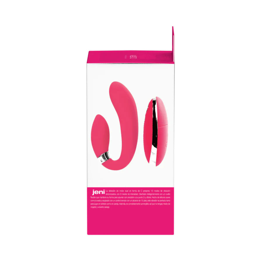 Jeni C-Shaped Dual Motor Vibe With Remote - Pink