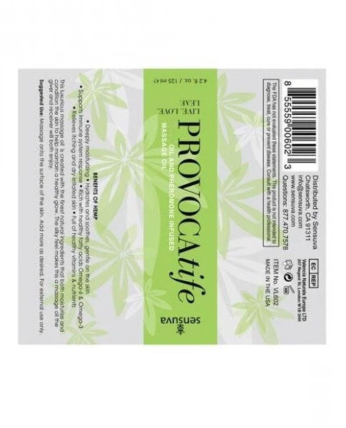 Provocatife Hemp Oil & Pheromone Infused Massage Oil - 4.2 Fl. Oz. / 125 ml