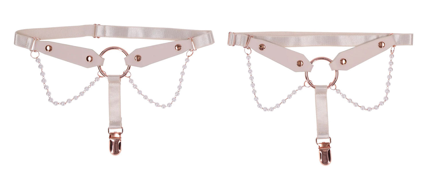 Peaches 'N Creame Pearl Garters - Peach