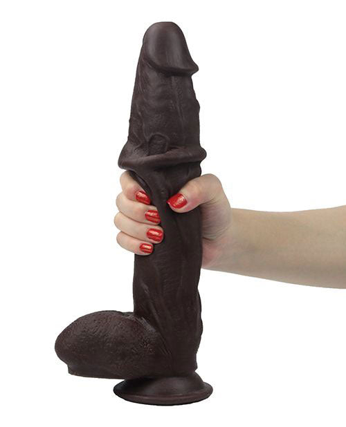 Real Skin 12” Dual Layer Dildo - Dark Brown