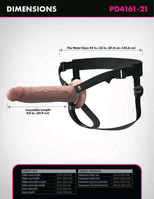 Fantasy X-Tensions Elite 9" Silicone Hollow Strap on - Light