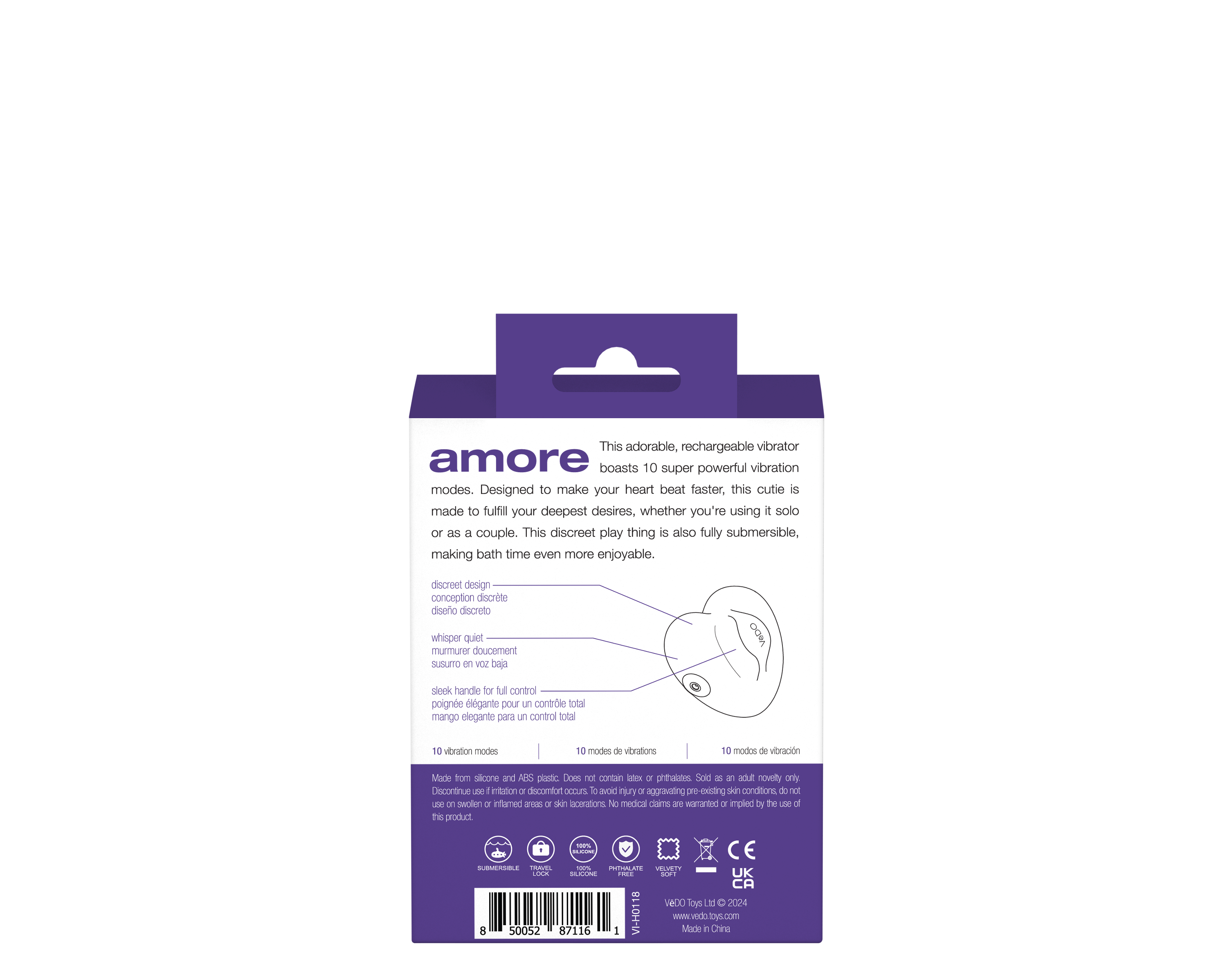 Amore Rechargeable Pleasure Vibe - Purple