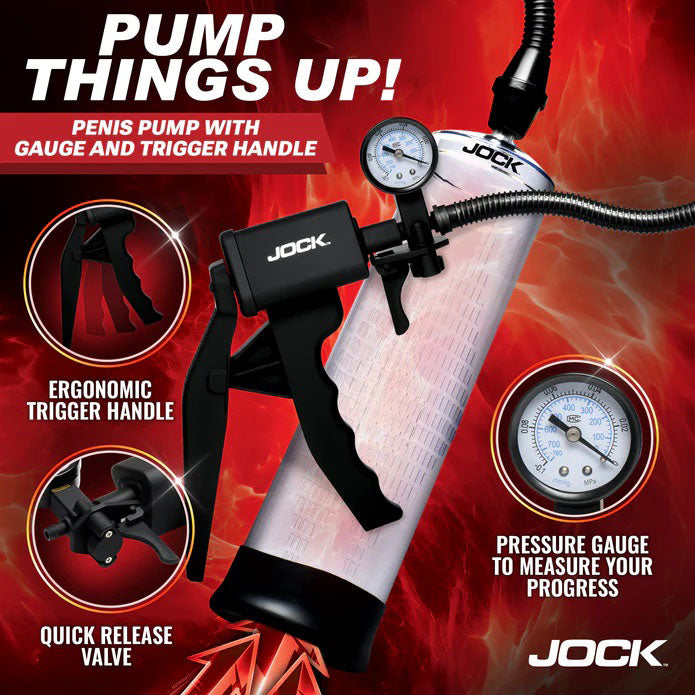 Pump Up Penis Pump With Gauge and Trigger Handle - Clear