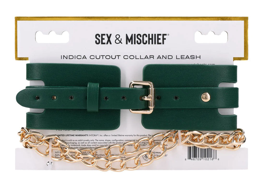 Indica Cutout Collar and Leash - Green